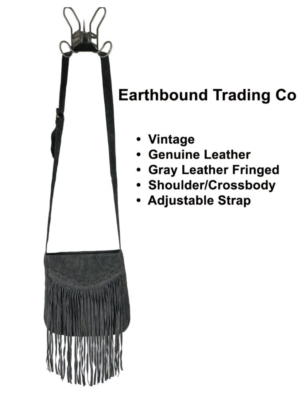 Earthbound Trading Co. Gray Suede Fringe Crossbody Bag